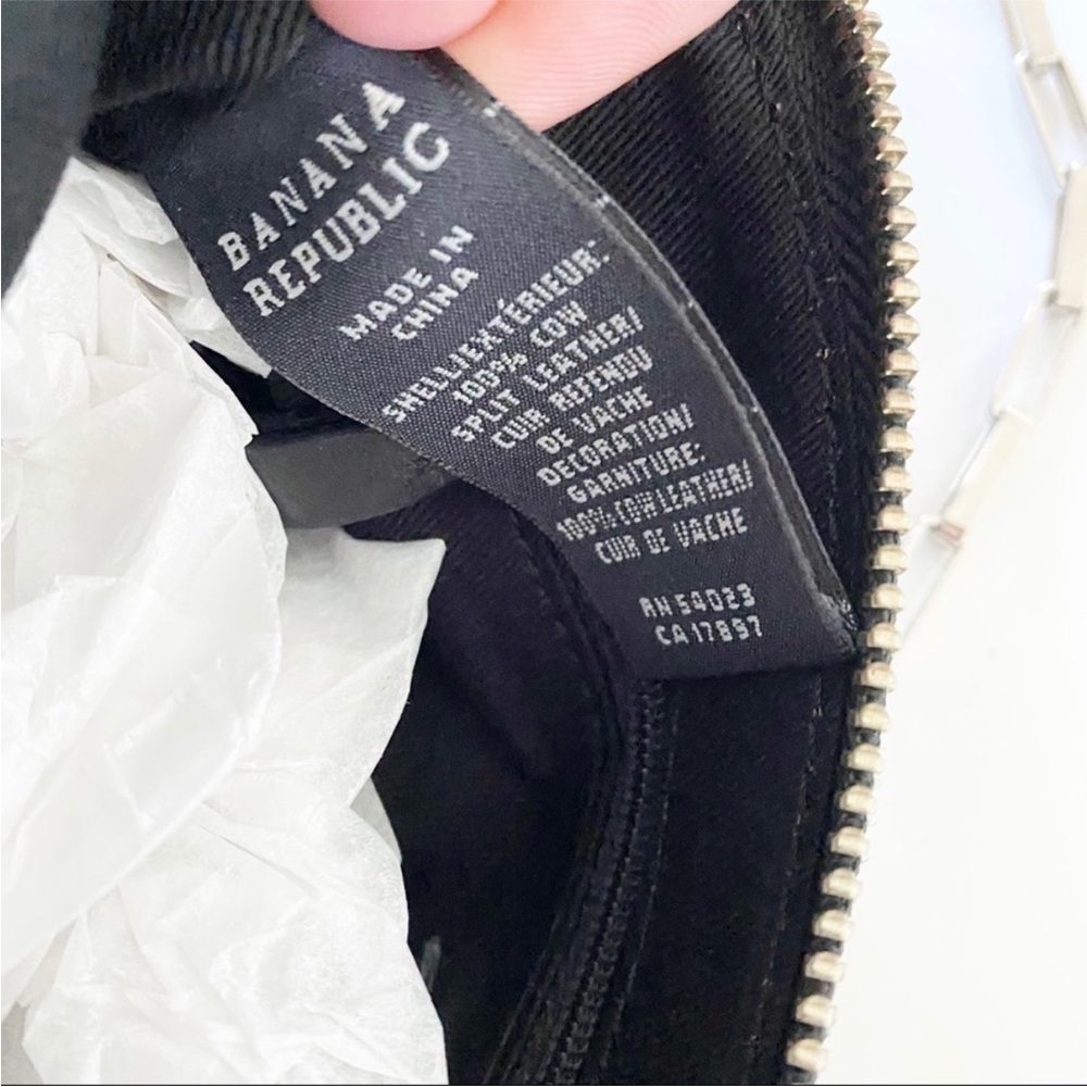NWT Banana Republic Black Suede Purse Handbag with Silver Details Front Pockets - Picture 10 of 15